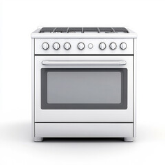Fototapeta premium Shiny Chrome and Metal Oven Appliance with Knobs and Cooking Surfaces