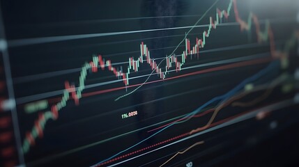 A close-up of a financial chart displaying market trends and analysis.