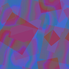 Vibrant abstract pattern featuring layered geometric shapes in bold colors. Blend of reds, blues, and purples creates dynamic visual interest. Perfect for backgrounds, textiles, and modern designs.