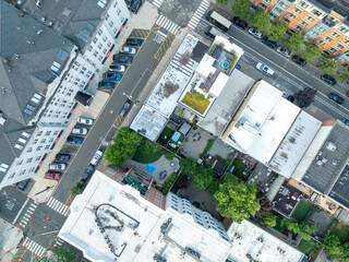 Fototapeta premium Aerial View of Hoboken and New Jersey Skyline on the background