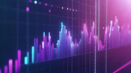 Keyword trends and analytics over time, digital graph with spikes, futuristic layout, 3D illustration
