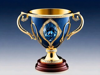 Fototapeta premium : Elegant Gold and Blue Crystal Trophy