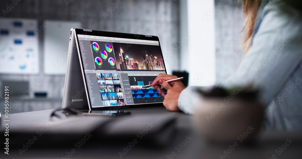 Poster Video Editor Or Designer Using Editing Software Tech