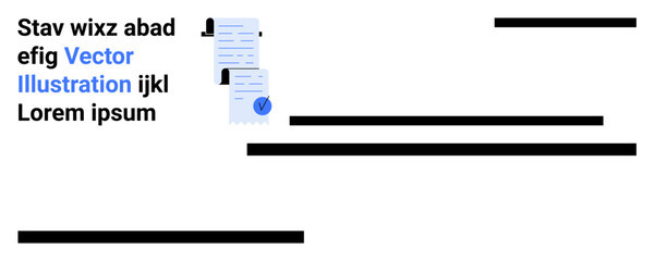 Business document with lines of text, people icons, and a highlighted blue section. Ideal for business, presentations, corporate reports, document sharing, team collaboration, professional