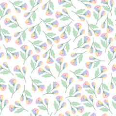 coquette seamless flowers pattern. Delicate petals and vibrant blossoms create an artistic and vintage botanical illustration. Perfect for wallpaper, fabric, wrapping paper and more.