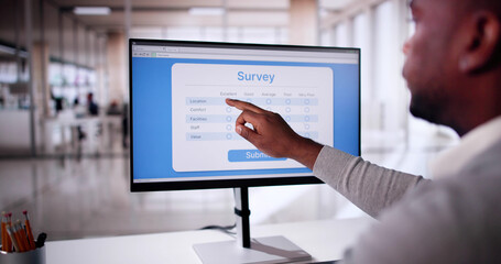 Online Survey Form. Man Filling List