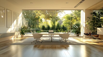 Fototapeta premium Business meeting in modern office nature view professional space