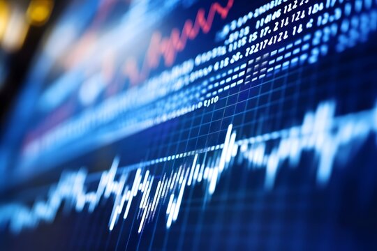 A close-up view of a digital interface displaying data trends and metrics.