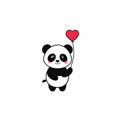 Naklejka premium panda with heart
