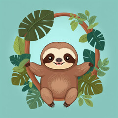 Obraz premium Charming Cartoon Sloth Design