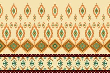 Ikat ethnic geometric embroidery abstract Aztec seamless pattern. Native geometry decorative design for fabric, clothing, wallpaper, background, interior, decoration, print, texture