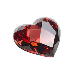 Heart-Shaped Ruby Gemstone with Facets and Reflection