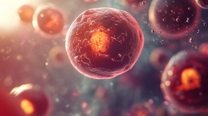 Naklejka premium Microscopic analysis of red blood cells laboratory scientific imagery health environment close-up viewpoint cellular biology