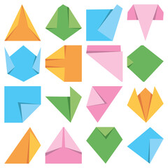Simple colorful origami paper vector illustration, colorful origami paper folding vector illustration in flat style isolated on a white background