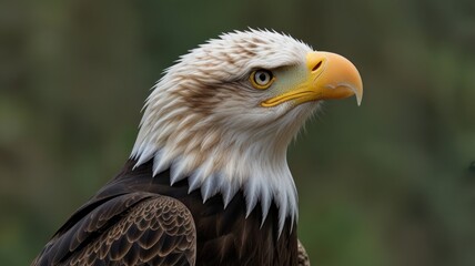Obraz premium Majestic bald eagle head and neck profile close-up.
