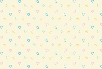 Lovely hand drawn doodle hearts seamless pattern. Pastel colored hand drawn background, great for Valentine's or Mother's Day, textiles, banners, wrapping, wallpapers - vector design