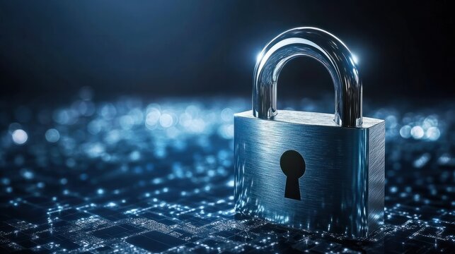 cyber security concept and internet privacy data protection Modern showing padlock protecting business and financial data to protect personal information on digital devices, data governance