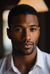 Young thoughtful handsome man with a light stubble on his face black businessman portrait Ultra realistic Photorealistic hyperdetailed photography soft light head and shoulders portrait cover