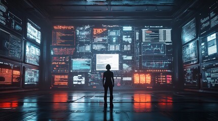 Fototapeta premium AI Powered Market Research Tool Visualizing Consumer Data Trends in Interactive Holographic Display