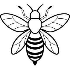 bee silhouette vector illustration line art transparent background