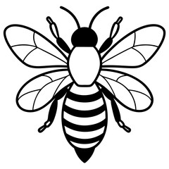 Fototapeta premium bee silhouette vector illustration line art transparent background