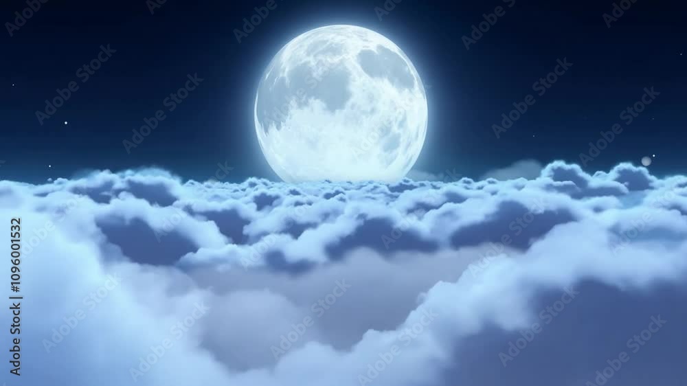 Poster a full moon casts its gentle light over a sea of fluffy clouds, creating a peaceful and enchanting a