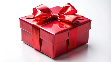 Obraz premium Elegant Red Gift Box with Ribbon Isolated on Transparent Background for Holiday Celebrations, Birthday Surprises, and Special Occasions - Perfect for Festive Designs and Advertisements