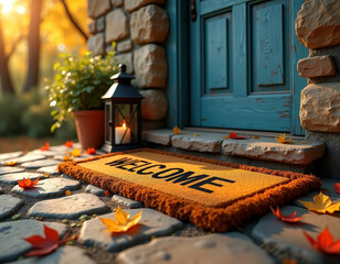 Welcoming autumn entryway with cozy decor for a guest-friendly atmosphere