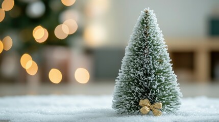 Photo of empty white snow with Christmas tree