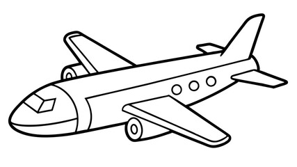 airplane vector illustration line art transparent background