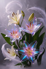 Fototapeta premium beautiful light spectrum lily flowers, flower pattern, lily flower background, created by Generative AI
