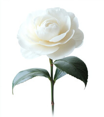 Obraz premium White camellia flower, white background, high-definition photography, Side view, ultra-realistic photography, no shadowing. 