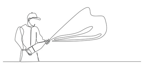 continuous line drawing of victory celebration with spraying champagne.one line drawing of racer winning and spraying champagne on the podium.single line vector illustration.isolated white background