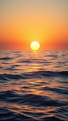 Obraz premium Vibrant sunrise over calm ocean surface with gentle waves, sky, gentle, light