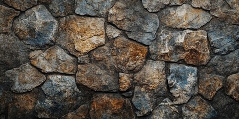 Fototapeta premium Rustic stone texture showcases the beauty of stone wall corrosion, offering a grunge stone texture perfect for web design and as a stunning wallpaper background. Ideal for creative projects centered