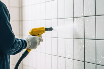 Cleaning Tile Walls with High Pressure Steam Cleaner