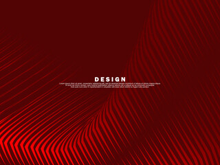 Abstract wavy red glowing geometric lines on red background. Modern shiny gradient red futuristic pattern. Futuristic technology concept, for covers, posters, banners, brochures, websites, etc.