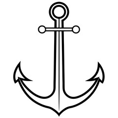 anchor silhouette vector illustration line art transparent background