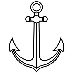 anchor silhouette vector illustration line art transparent background