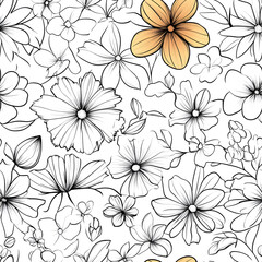 Obraz premium Floral flowers and beautiful colorful leaves wallpaper seamless pattern for interior decoration or background.