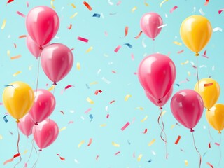 Confetti balloons floating in mid air, colorful balloon, party decoration