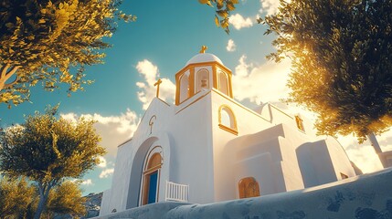  Low Angle View of a Church in Ano Mera, Mykonos, Cyclades Islands