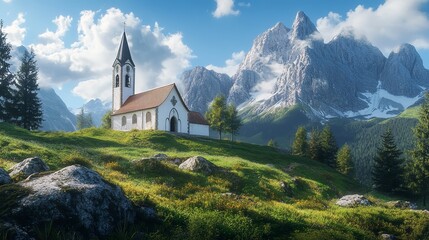  Panorama of Johannesberg Chapel and Traunstein Mountain with Scenic View