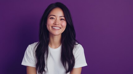 Fototapeta premium Happy Smiling Woman With Long Black Hair