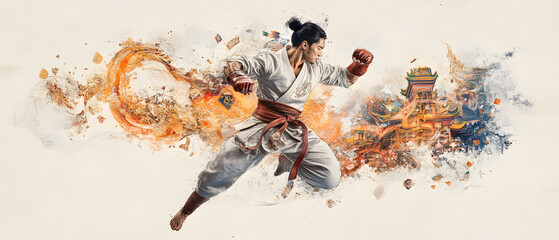 Dynamic Fusion of Muay Thai and thai boxing Art Styles: A Collection of Playful Doodles, Bold Pop Art, and Cultural for Posters, Tags, and Banners with Text Space Integration