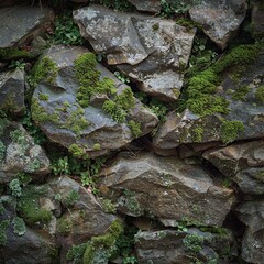 Obraz premium Mossy stone wall texture background.