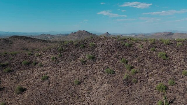 Drone footage of the Thunderbird Conservation Park, on a sunny day in Glendale, Arizona, USA