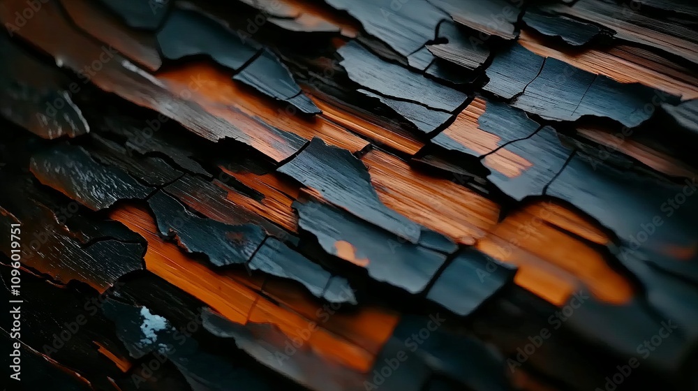 Poster Abstract close-up of tree bark with intricate natural patterns.
