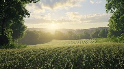 Picturesque Sown Fields 8K Realistic Lighting Highly Detailed