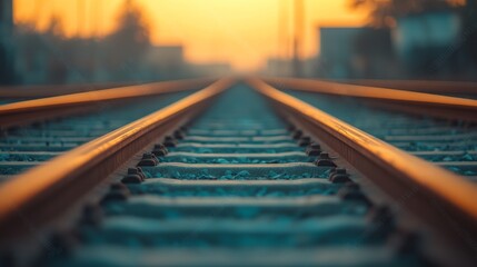 Fototapeta premium Golden Hour Railroad Tracks 